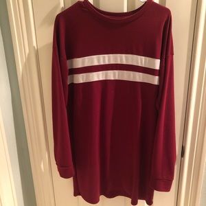 red long sleeved t-shirt dress